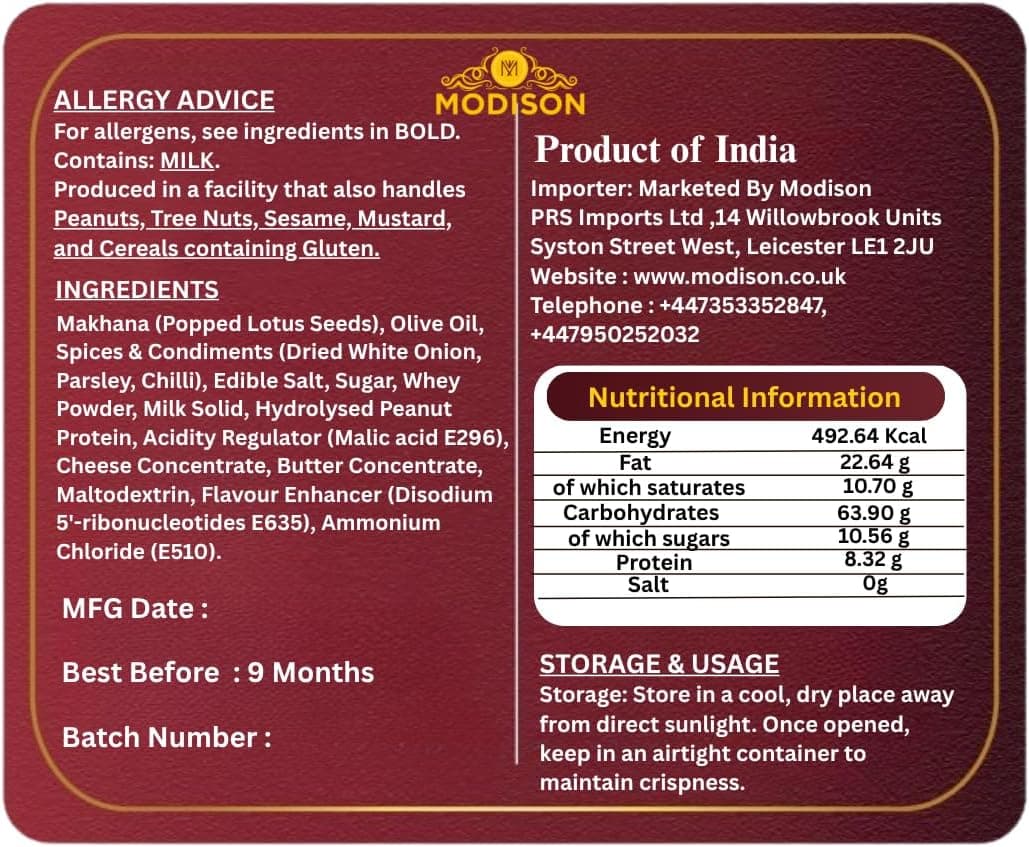 MODISON Roasted Makhana Healthy Snacks Cream Onion 80g by Modison, view 9