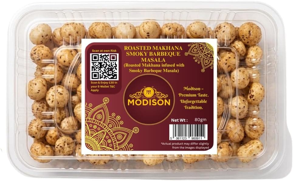 MODISON Roasted Makhana Healthy Snacks Smoky Barbeque Masala 80g by Modison, view 1