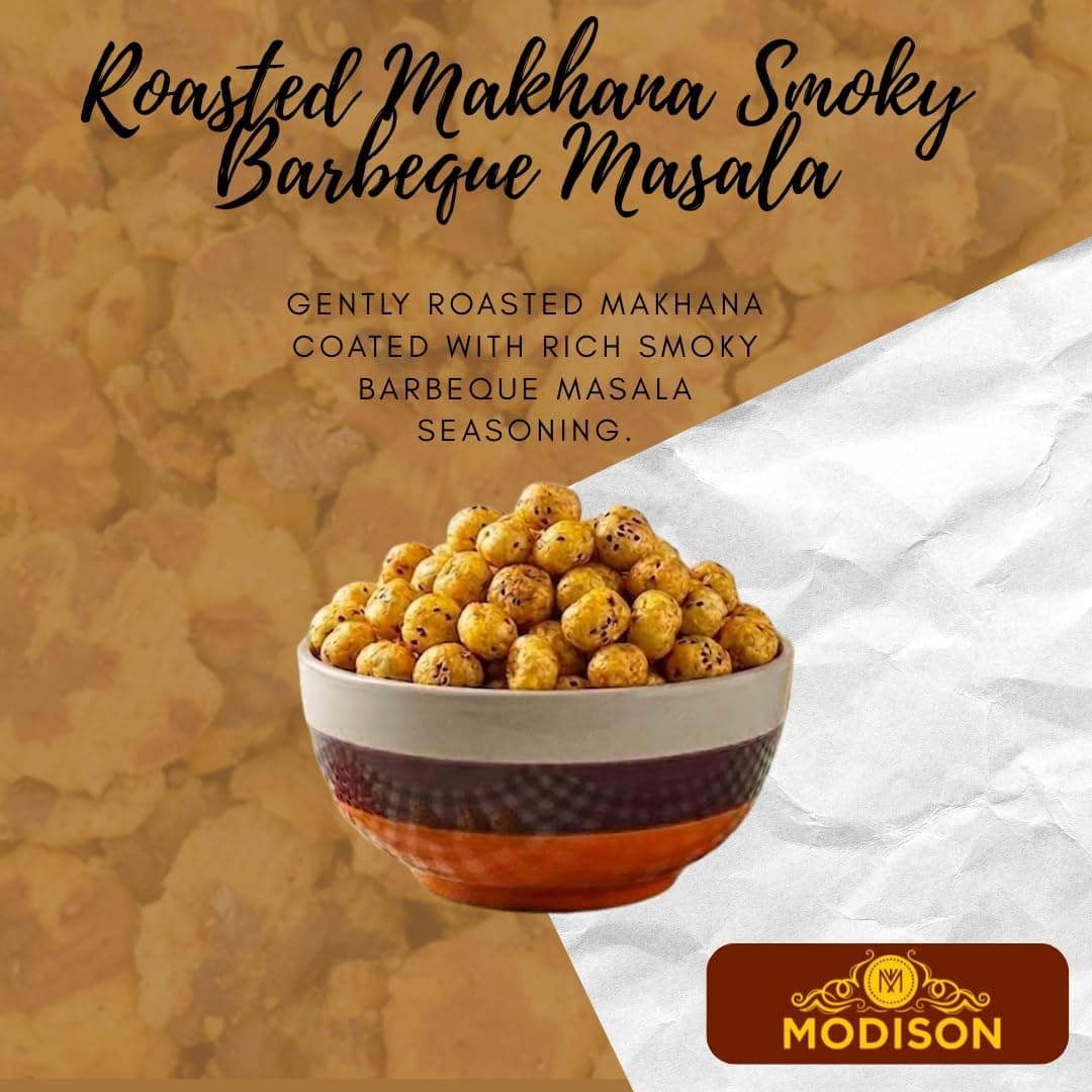 MODISON Roasted Makhana Healthy Snacks Smoky Barbeque Masala 80g by Modison, view 2