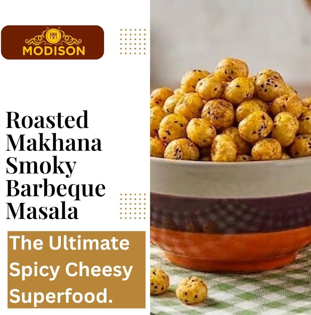 MODISON Roasted Makhana Healthy Snacks Smoky Barbeque Masala 80g by Modison, view 4