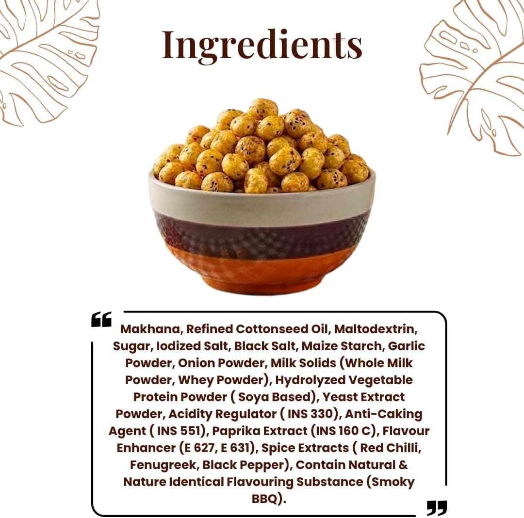 MODISON Roasted Makhana Healthy Snacks Smoky Barbeque Masala 80g by Modison, view 5