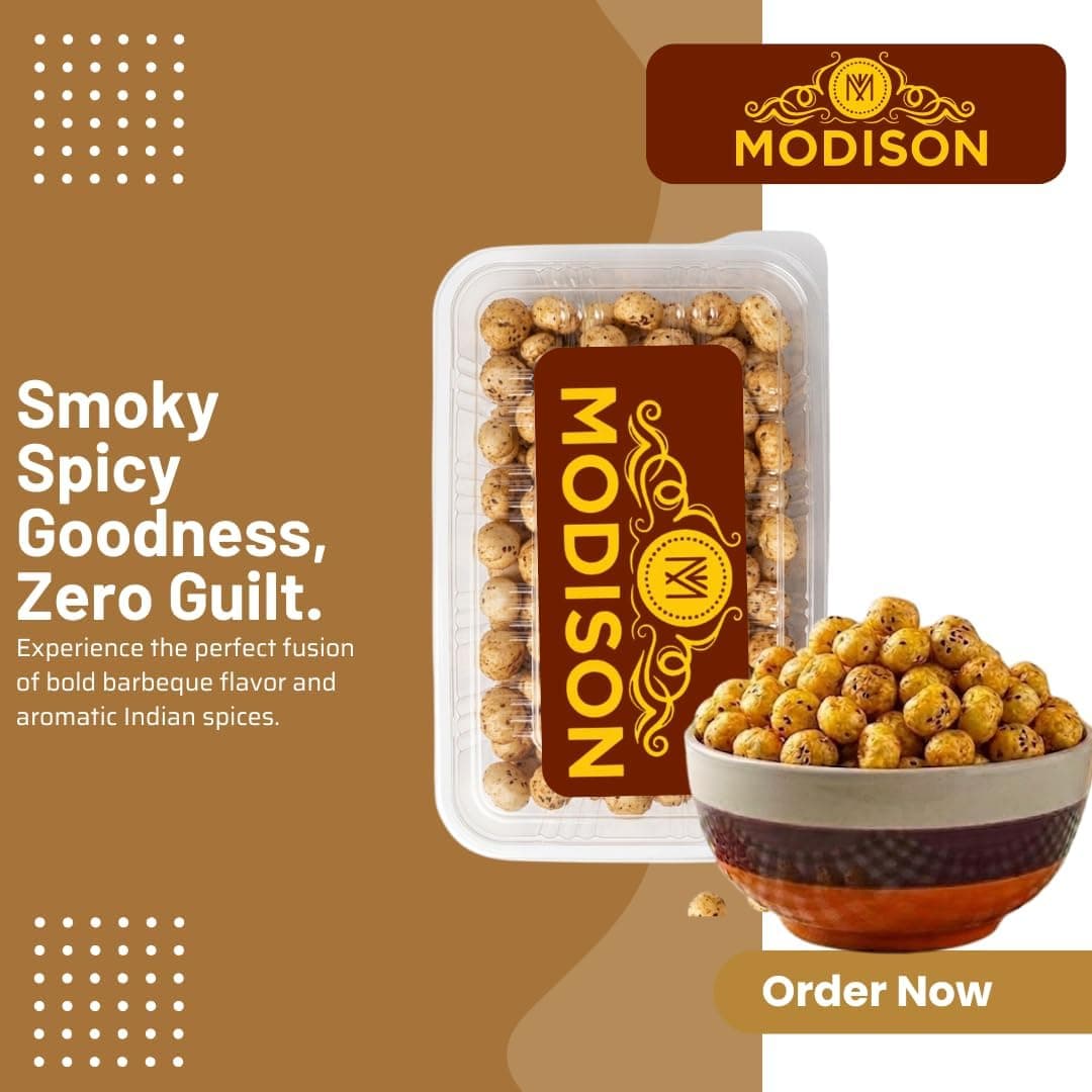 MODISON Roasted Makhana Healthy Snacks Smoky Barbeque Masala 80g by Modison, view 7