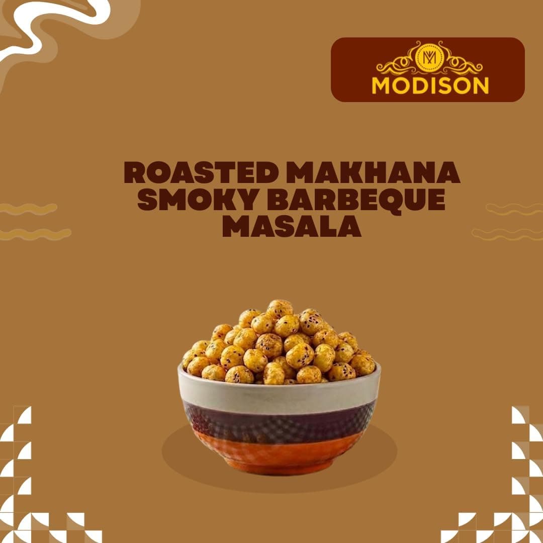 MODISON Roasted Makhana Healthy Snacks Smoky Barbeque Masala 80g by Modison, view 8