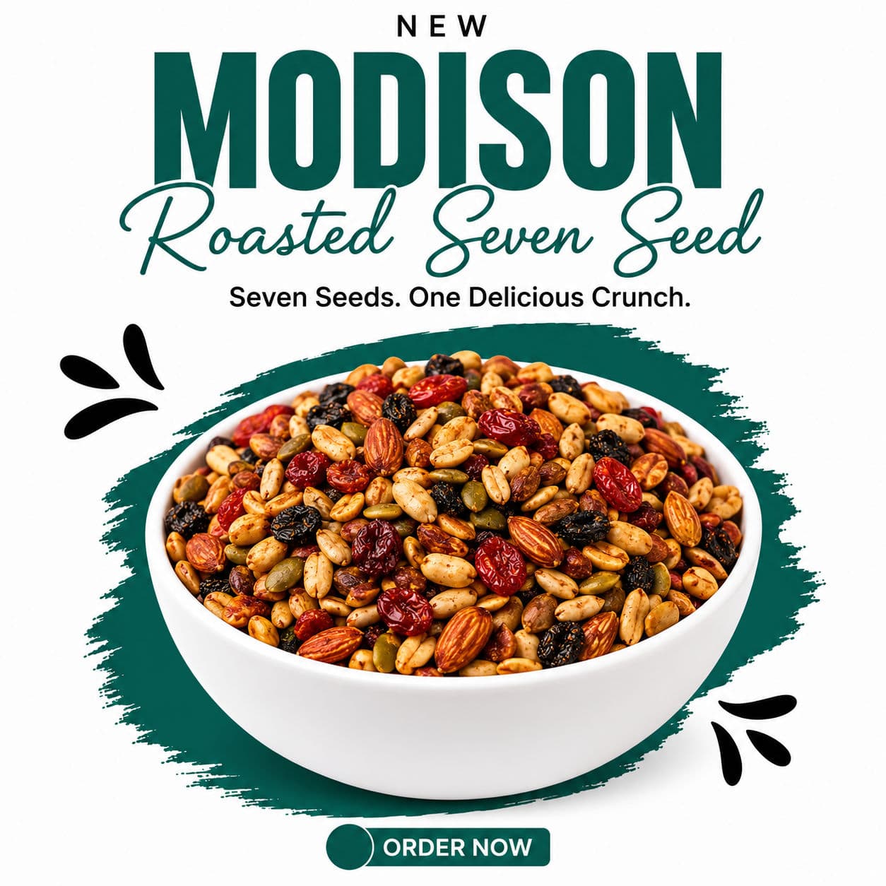 MODISON Roasted Seven Seed Mix Indian Snacks Protein Rich 180g