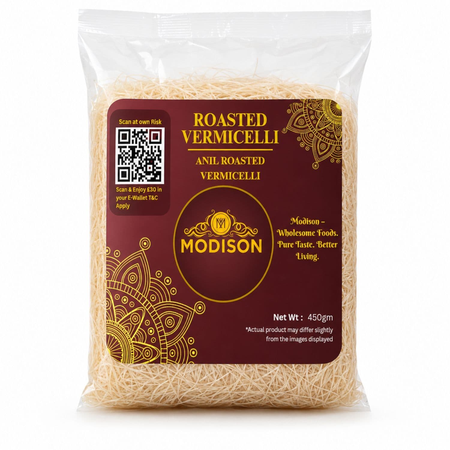 MODISON Roasted Vermicelli Ready to Cook Wheat Semolina Seviyan 440g by Modison
