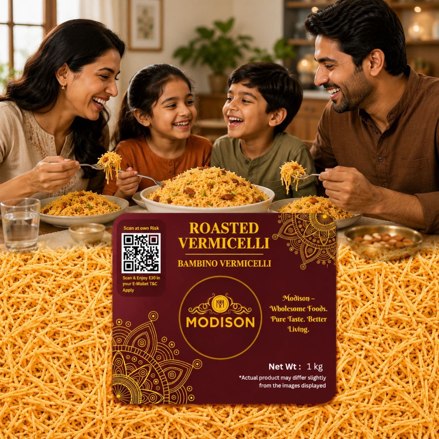 MODISON Roasted Vermicelli Wheat Semolina Ready to Cook 1kg by Modison, view 5