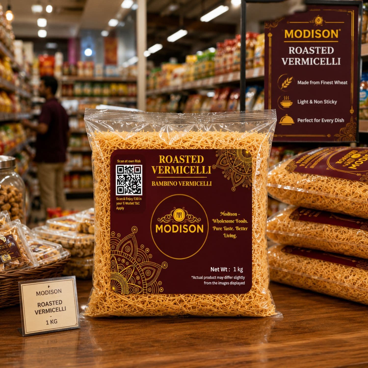 MODISON Roasted Vermicelli Wheat Semolina Ready to Cook 1kg by Modison, view 8