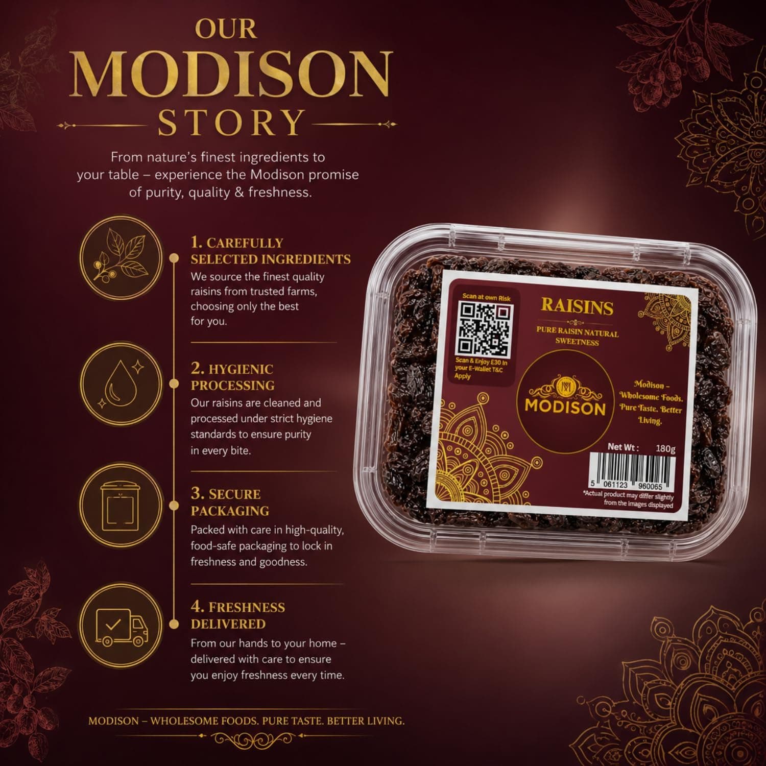 MODISON Seedless Kishmish Dried Fruit Indian Sweet Snack 180g by Modison, view 4