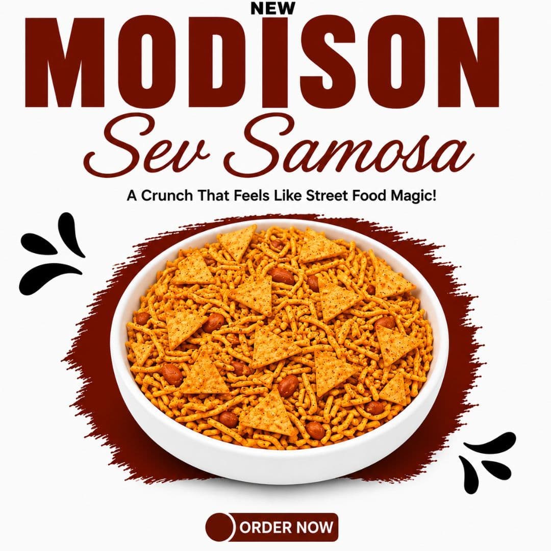 MODISON Sev Samosa Indian Snacks Spicy Crunchy Mix 180g