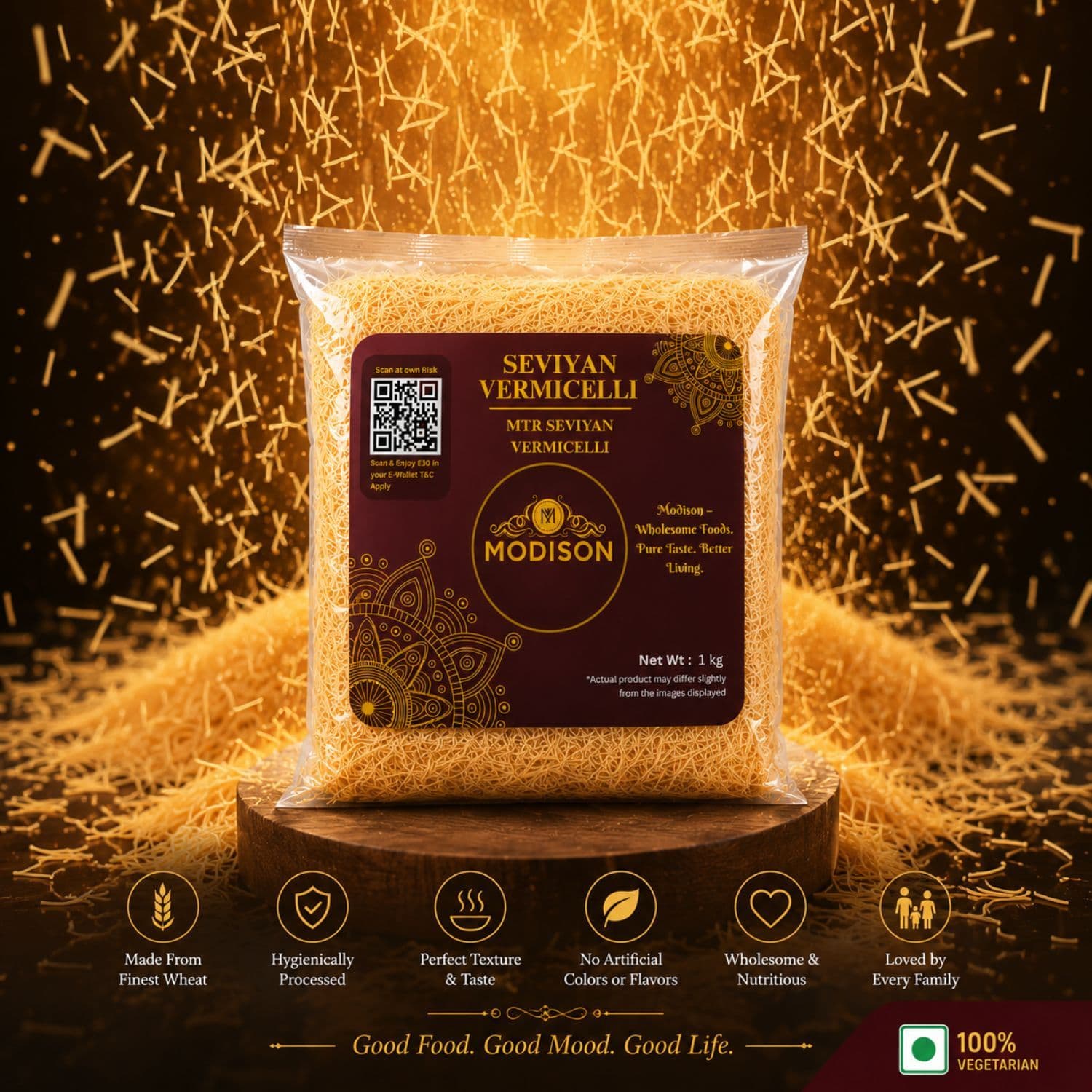 MODISON Seviyan Vermicelli Hard Wheat Semolina Pasta 1kg by Modison, view 8