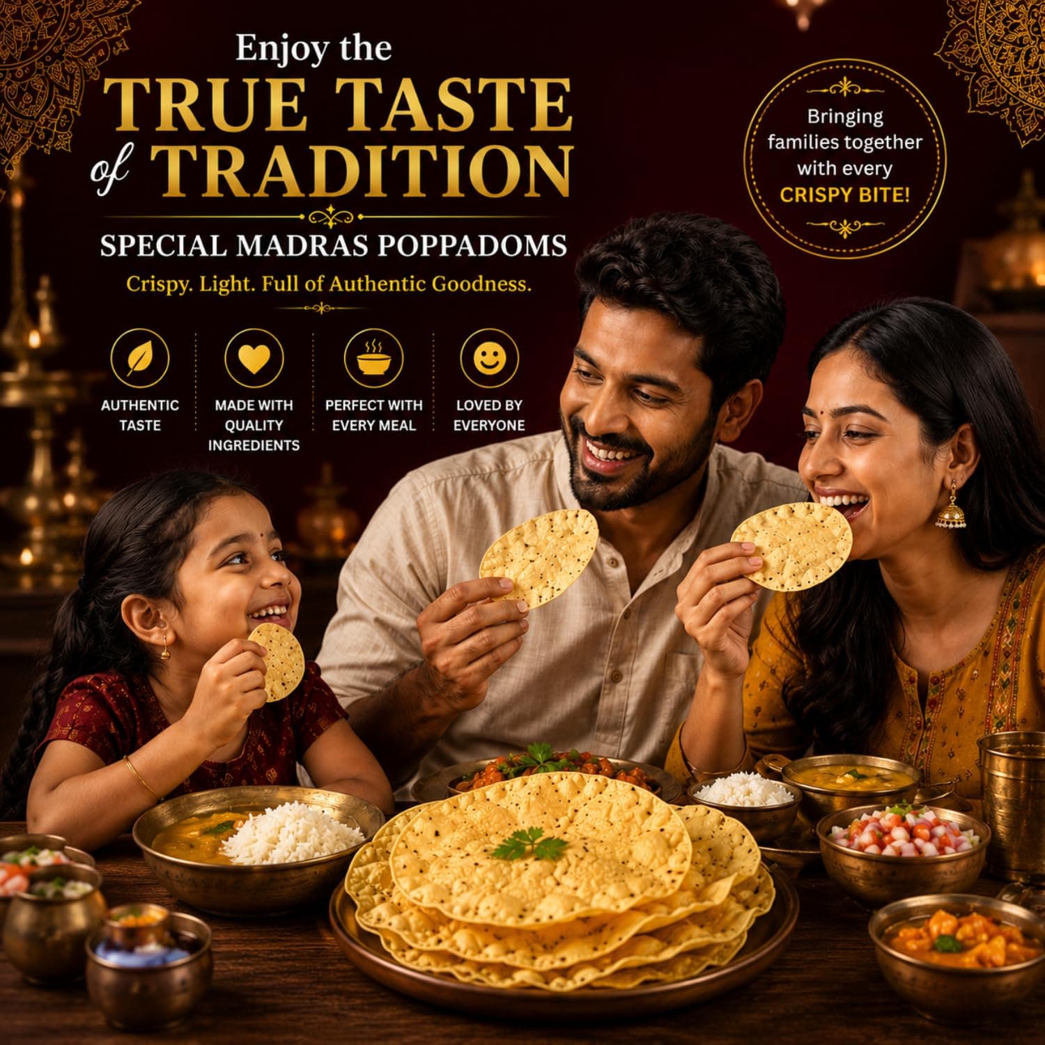 MODISON Special Madras Poppadoms Indian Papad Crispy Lentil Wafer 200g by Modison, view 3