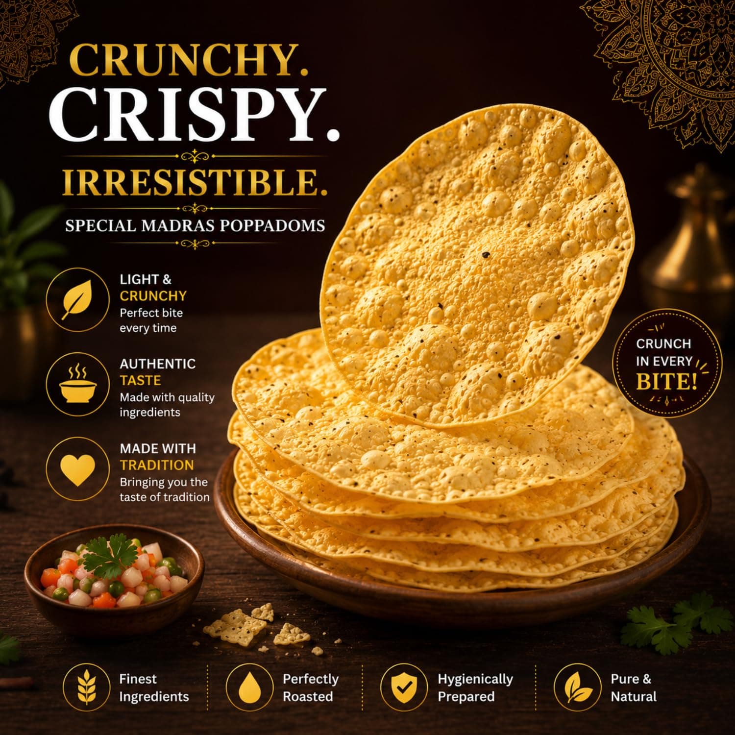 MODISON Special Madras Poppadoms Indian Papad Crispy Lentil Wafer 200g by Modison, view 8