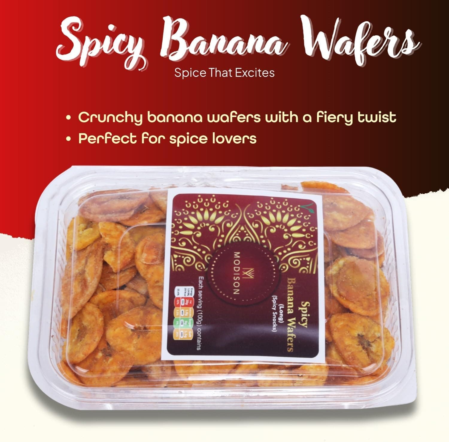 MODISON Spicy Banana Wafers Indian Snacks Crispy 360g by Modison, view 5