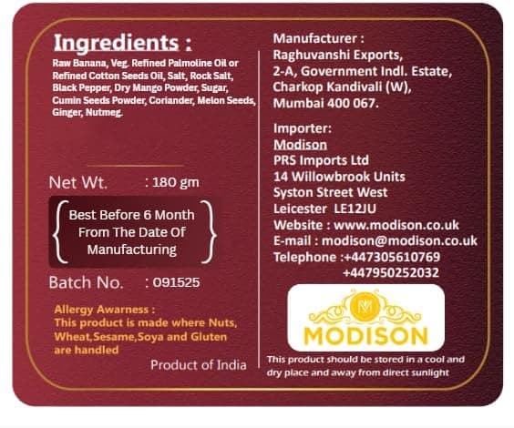 MODISON Spicy Banana Wafers Indian Snacks Crispy 360g by Modison, view 6