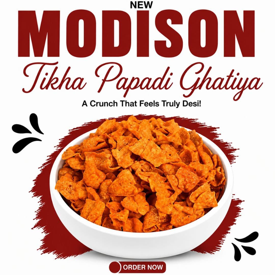 MODISON Tikha Papadi Ghatiya Indian Snacks Spicy Besan 180g