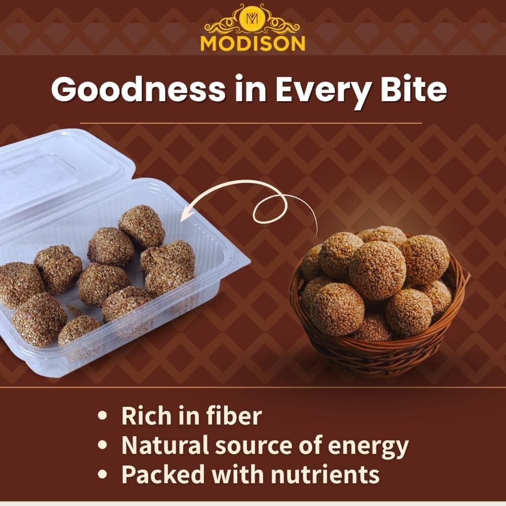 MODISON Til Laddu Indian Sweets Sesame Sweet Balls 180g by Modison, view 3