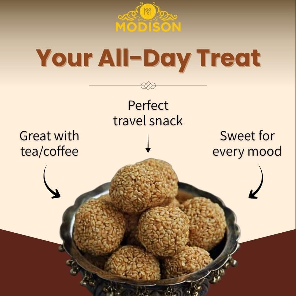 MODISON Til Laddu Indian Sweets Sesame Sweet Balls 180g by Modison, view 4
