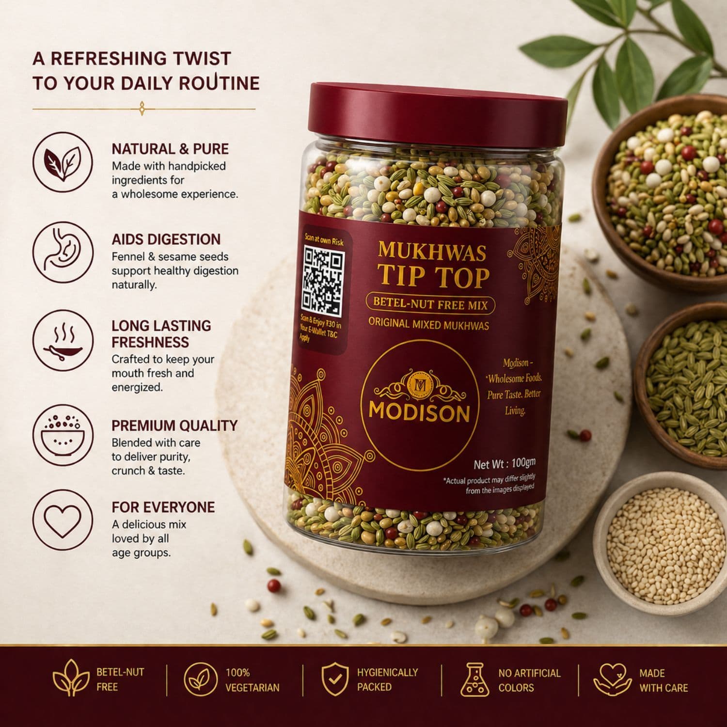 MODISON Tiptop Mukhwas Indian Mouth Freshener Fennel Aniseed 100g by Modison, view 4