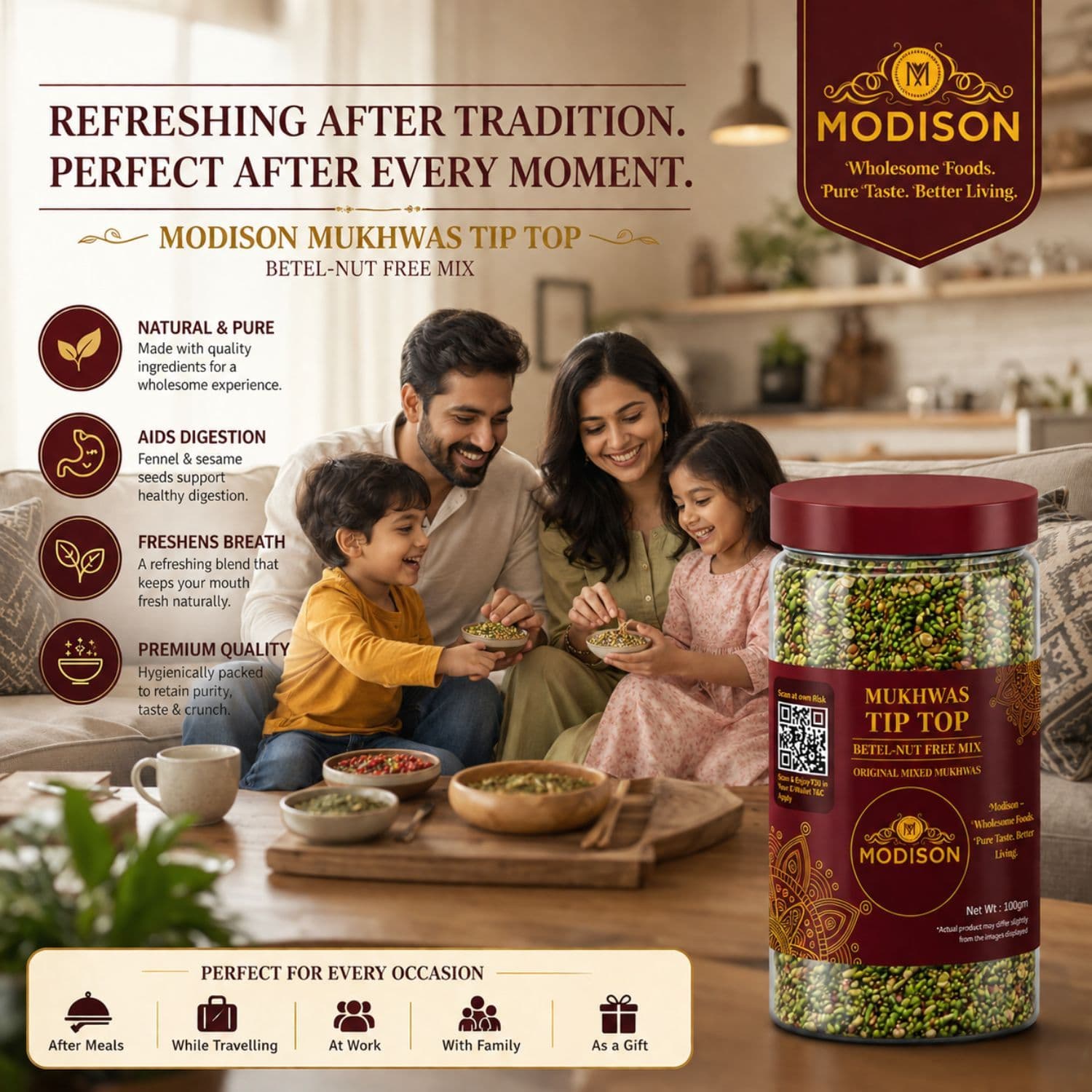 MODISON Tiptop Mukhwas Indian Mouth Freshener Fennel Aniseed 100g by Modison, view 5