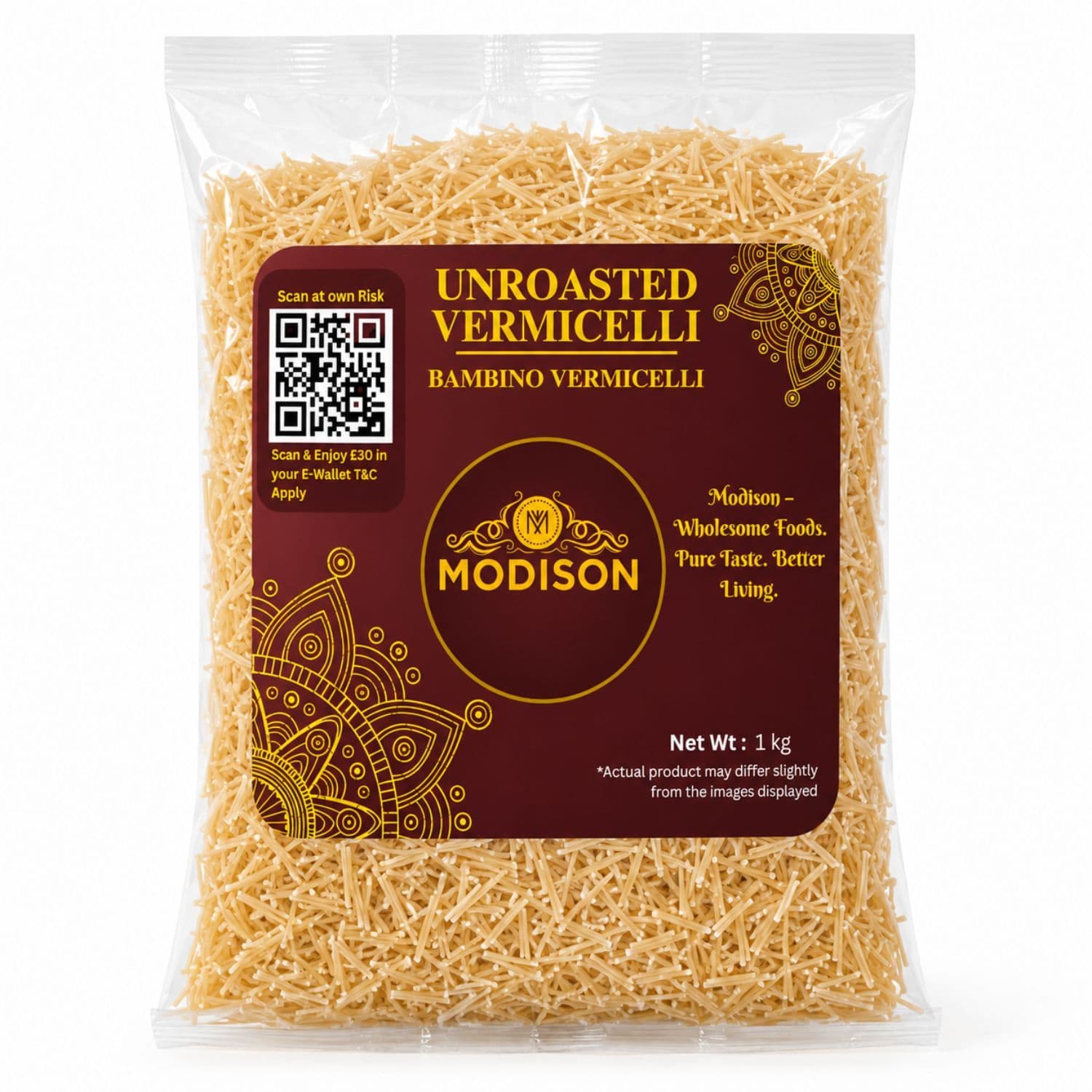 MODISON Unroasted Vermicelli Wheat Semolina Seviyan 1kg by Modison