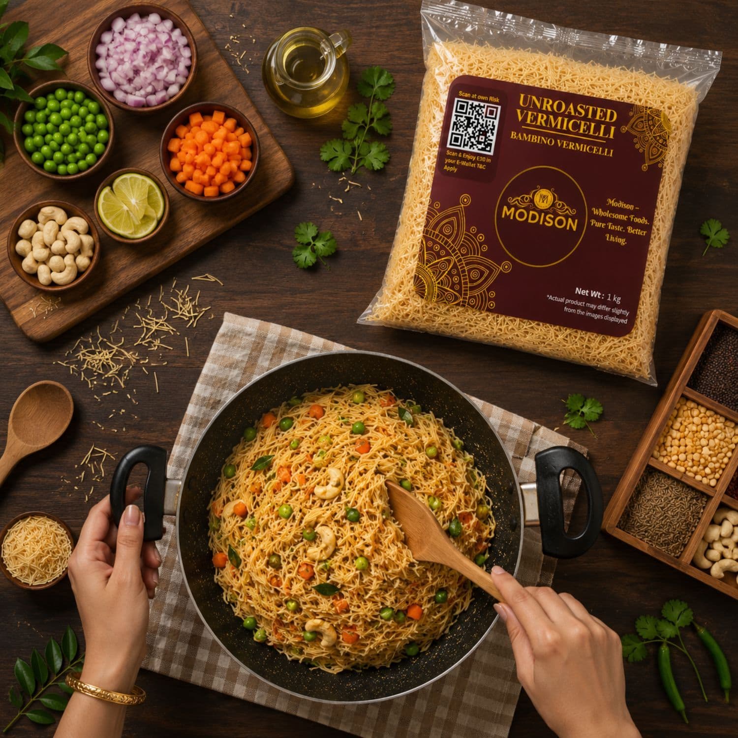 MODISON Unroasted Vermicelli Wheat Semolina Seviyan 1kg by Modison, view 5