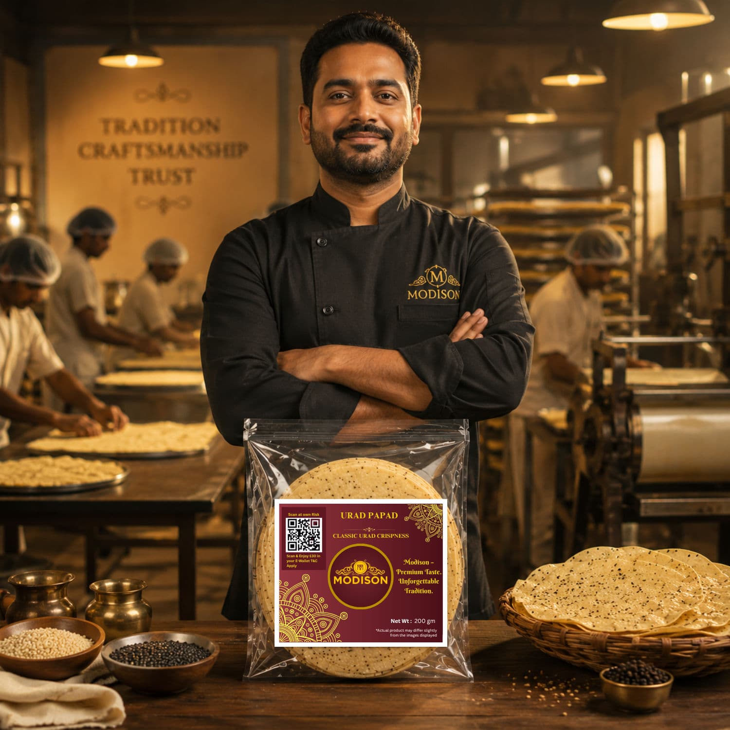 MODISON Urad Papad Indian Papad Crispy Lentil Wafer 200g by Modison, view 6