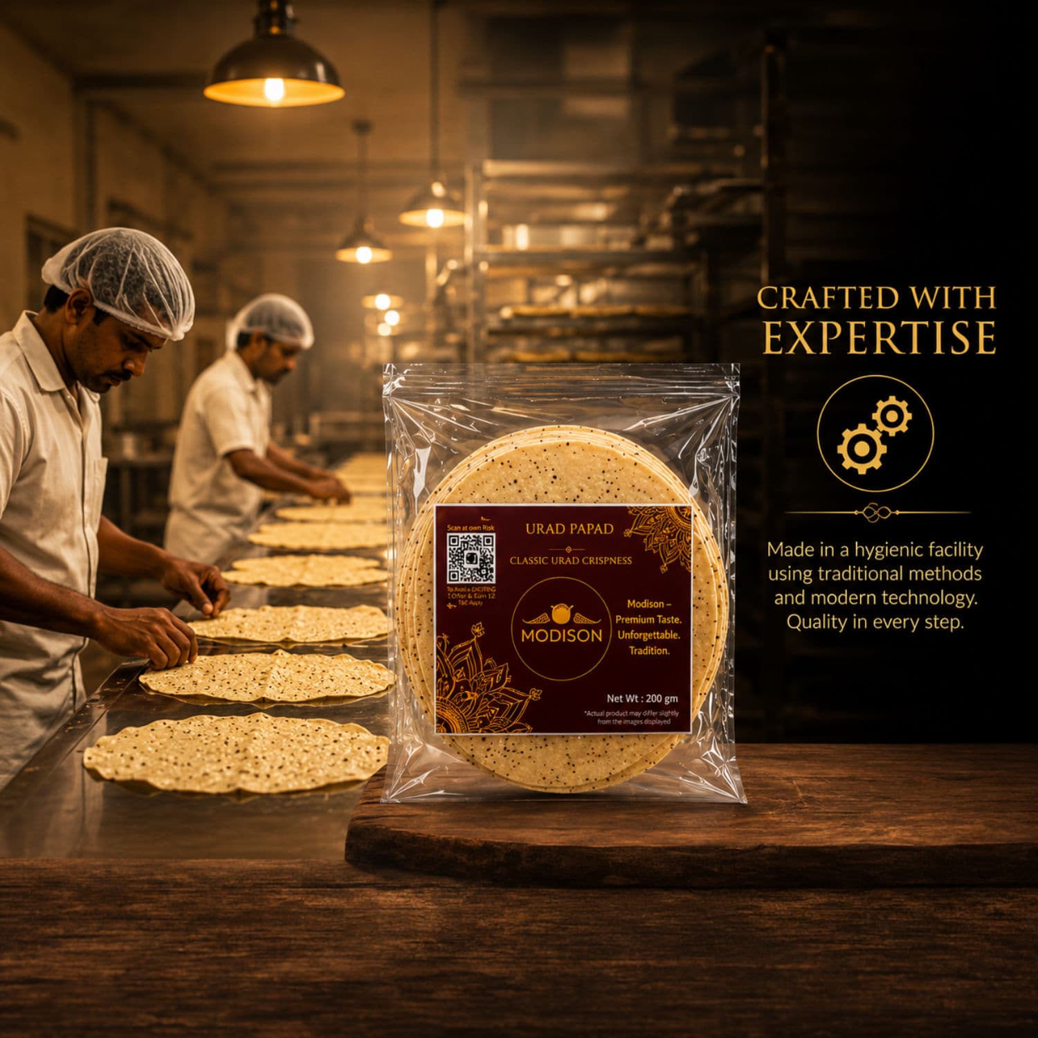 MODISON Urad Papad Indian Papad Crispy Lentil Wafer 200g by Modison, view 8