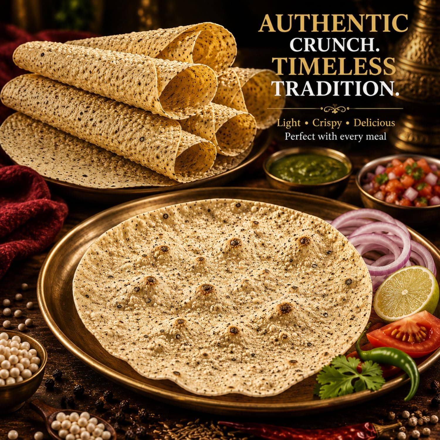 MODISON Urad Special Indian Papad Black Pepper Lentil Wafer 400g by Modison, view 8