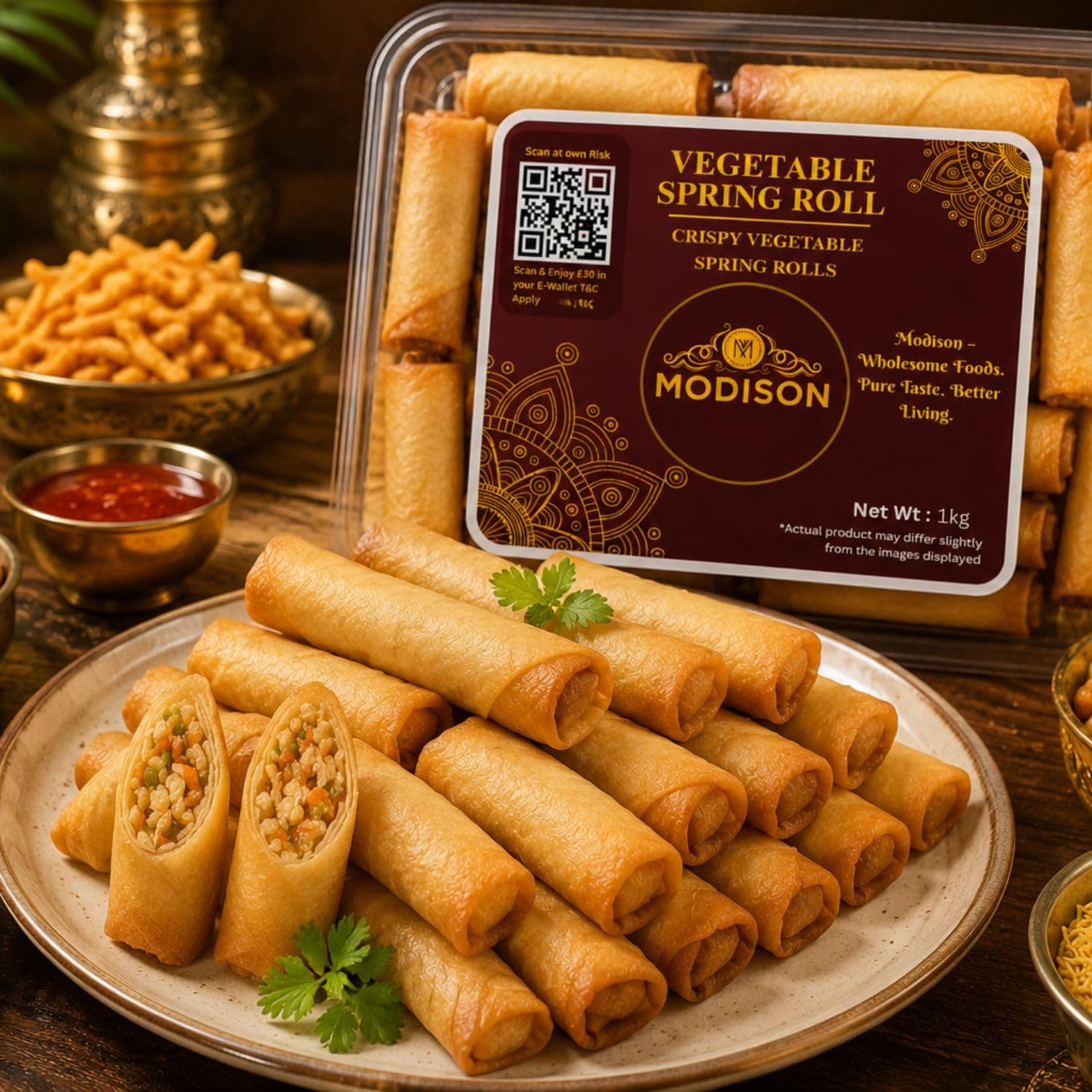MODISON Vegetable Spring Roll Ready to Cook Frozen Snack 1kg by Modison, view 4