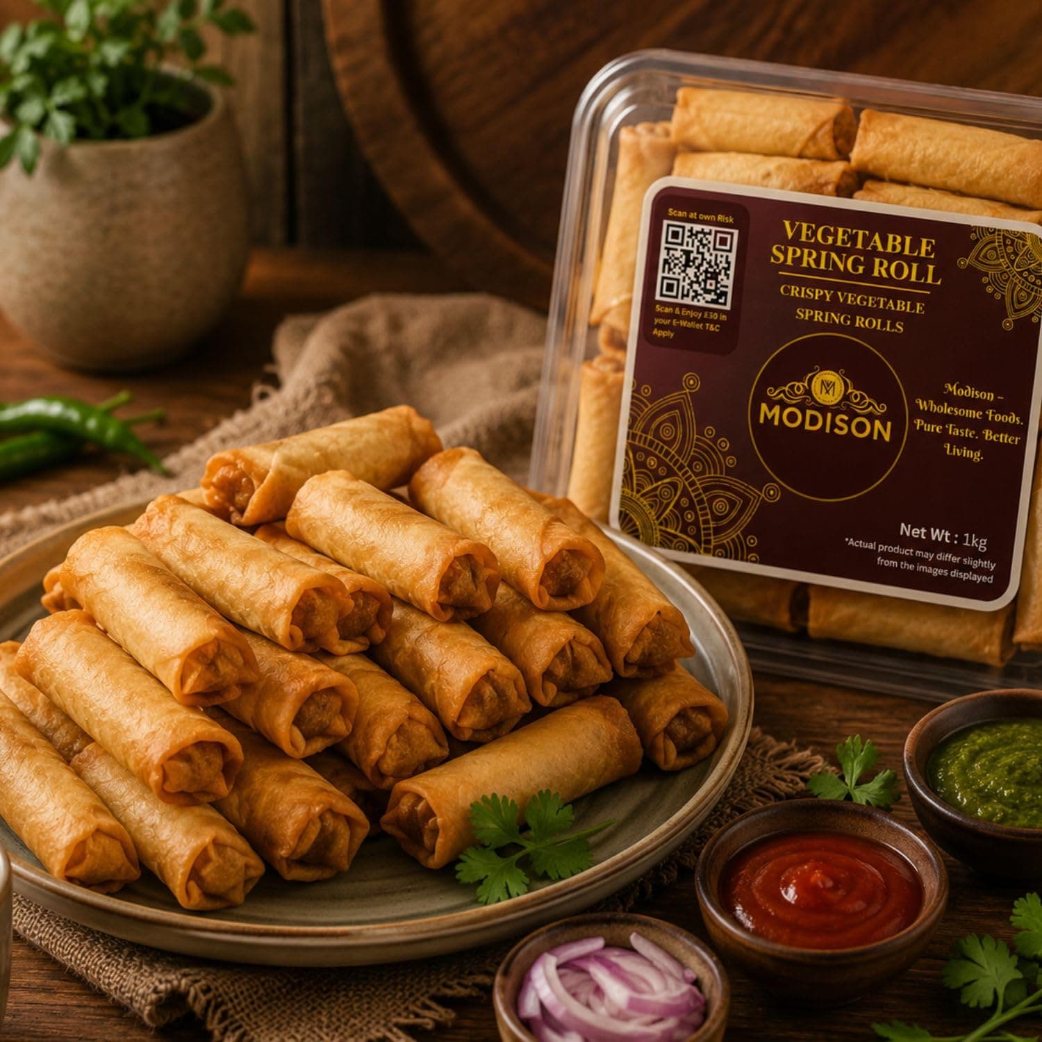 MODISON Vegetable Spring Roll Ready to Cook Frozen Snack 1kg by Modison, view 6