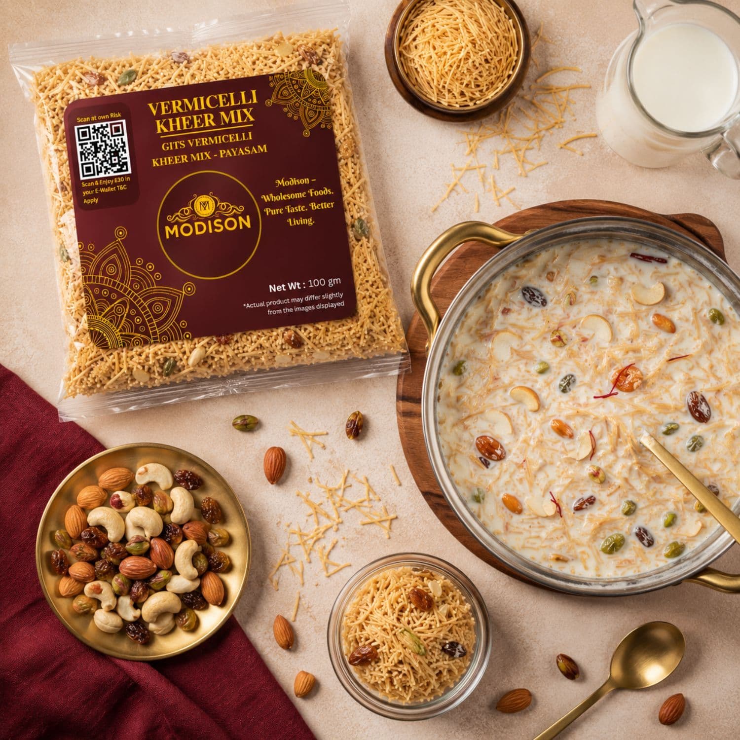 MODISON Vermicelli Kheer Mix Instant Payasam Dessert Mix 100g by Modison, view 6