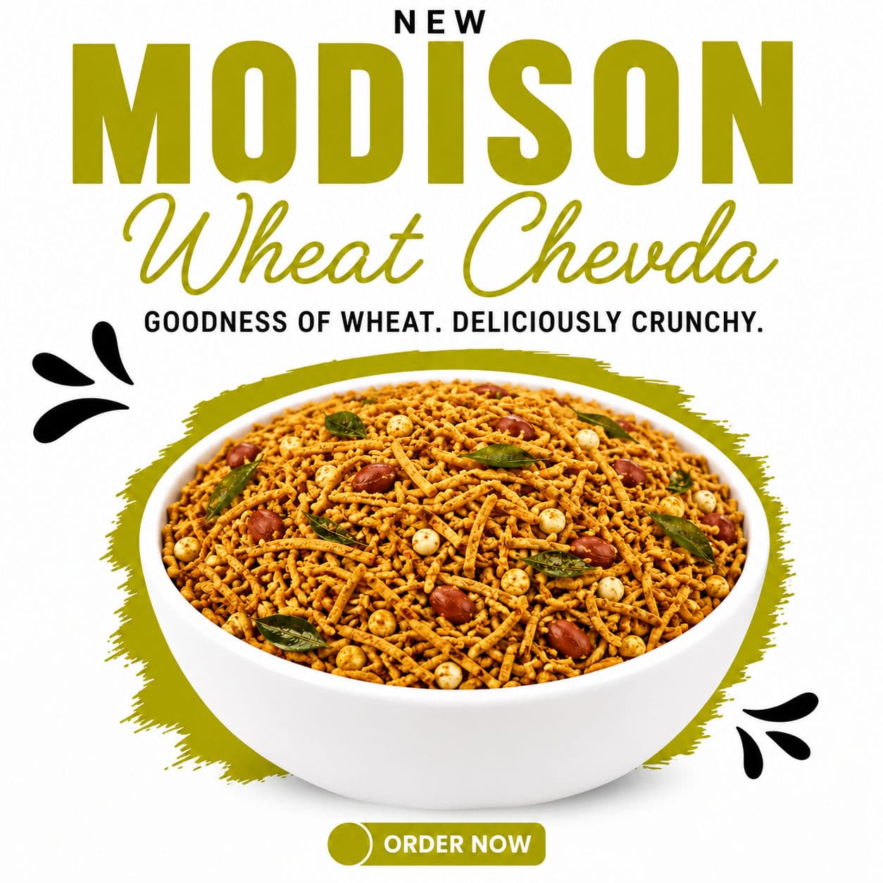 MODISON Wheat Chevda Indian Namkeen Crispy Flakes Mix 180g
