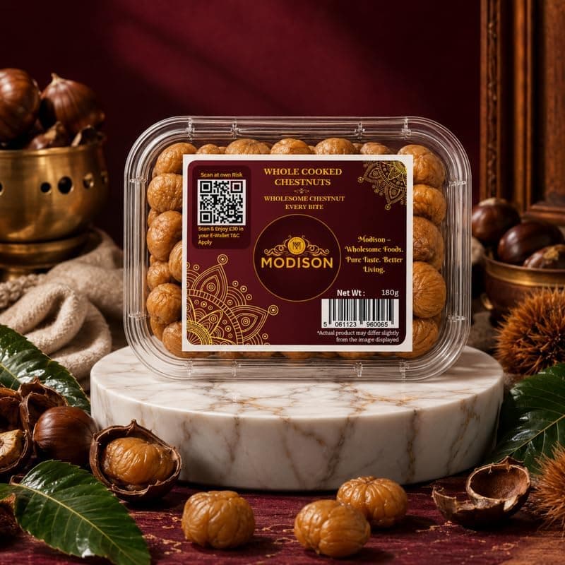 MODISON Whole Cooked Chestnuts Ready To Eat Indian Snacks 180g by Modison, view 5