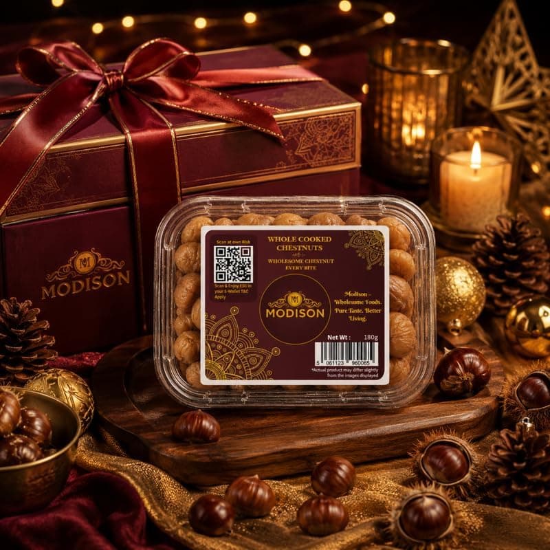 MODISON Whole Cooked Chestnuts Ready To Eat Indian Snacks 180g by Modison, view 7
