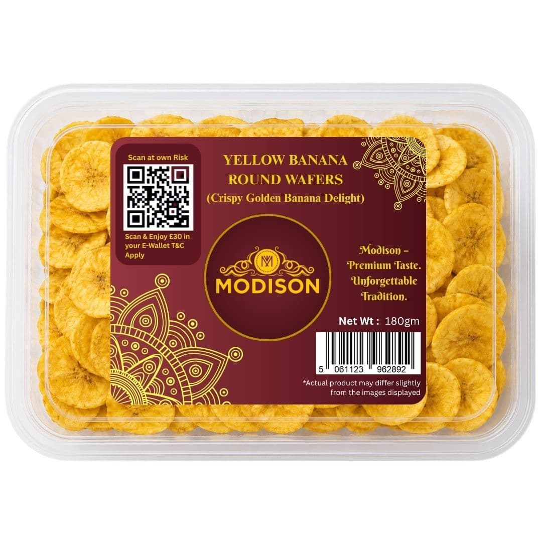 MODISON YELLOW BANANA ROUND WAFERS INDIAN SNACKS CRISPY CHIPS alternate image