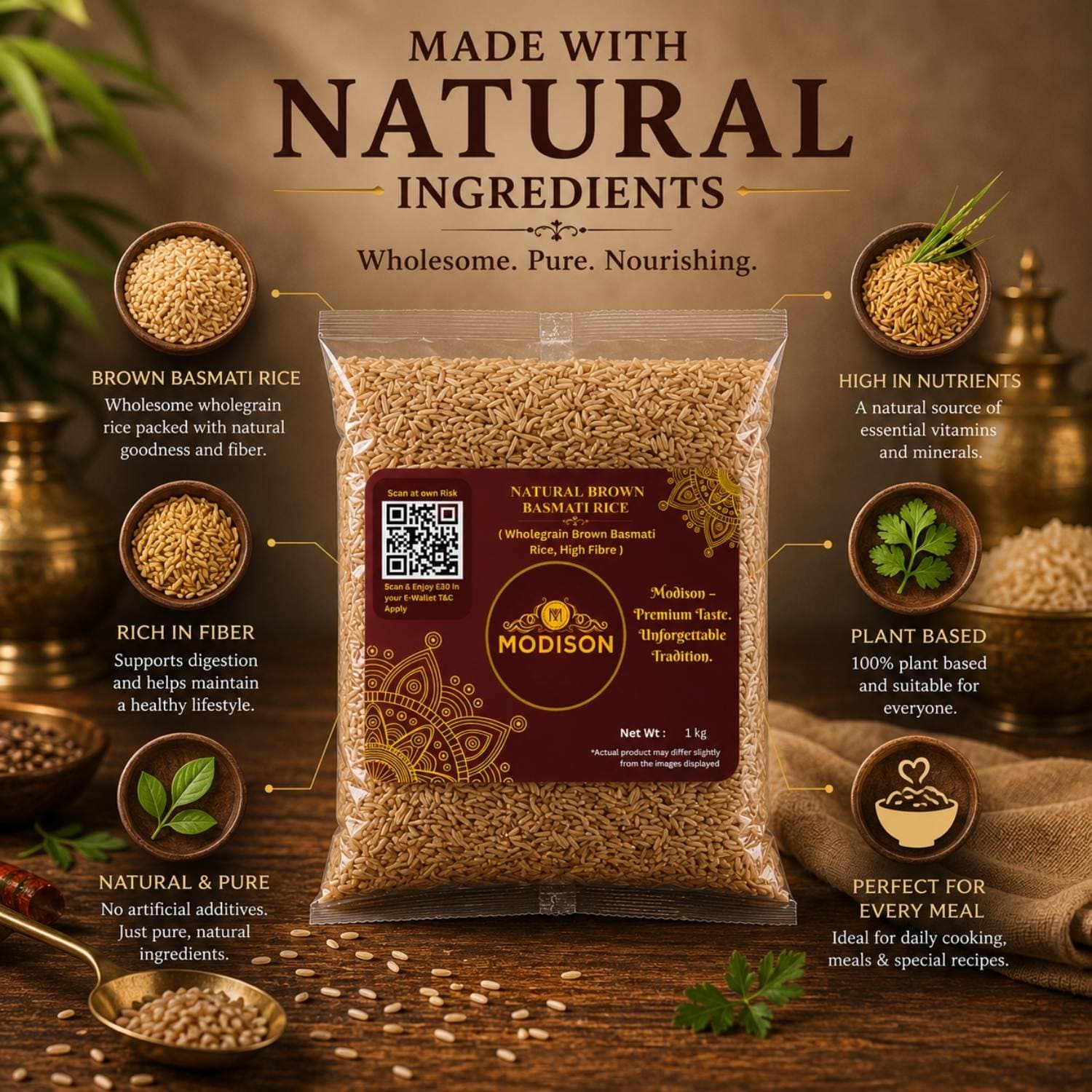 Natural Brown Basmati Rice by Modison, view 2