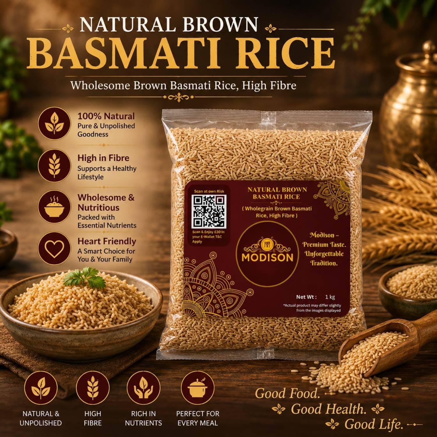 Natural Brown Basmati Rice by Modison, view 3