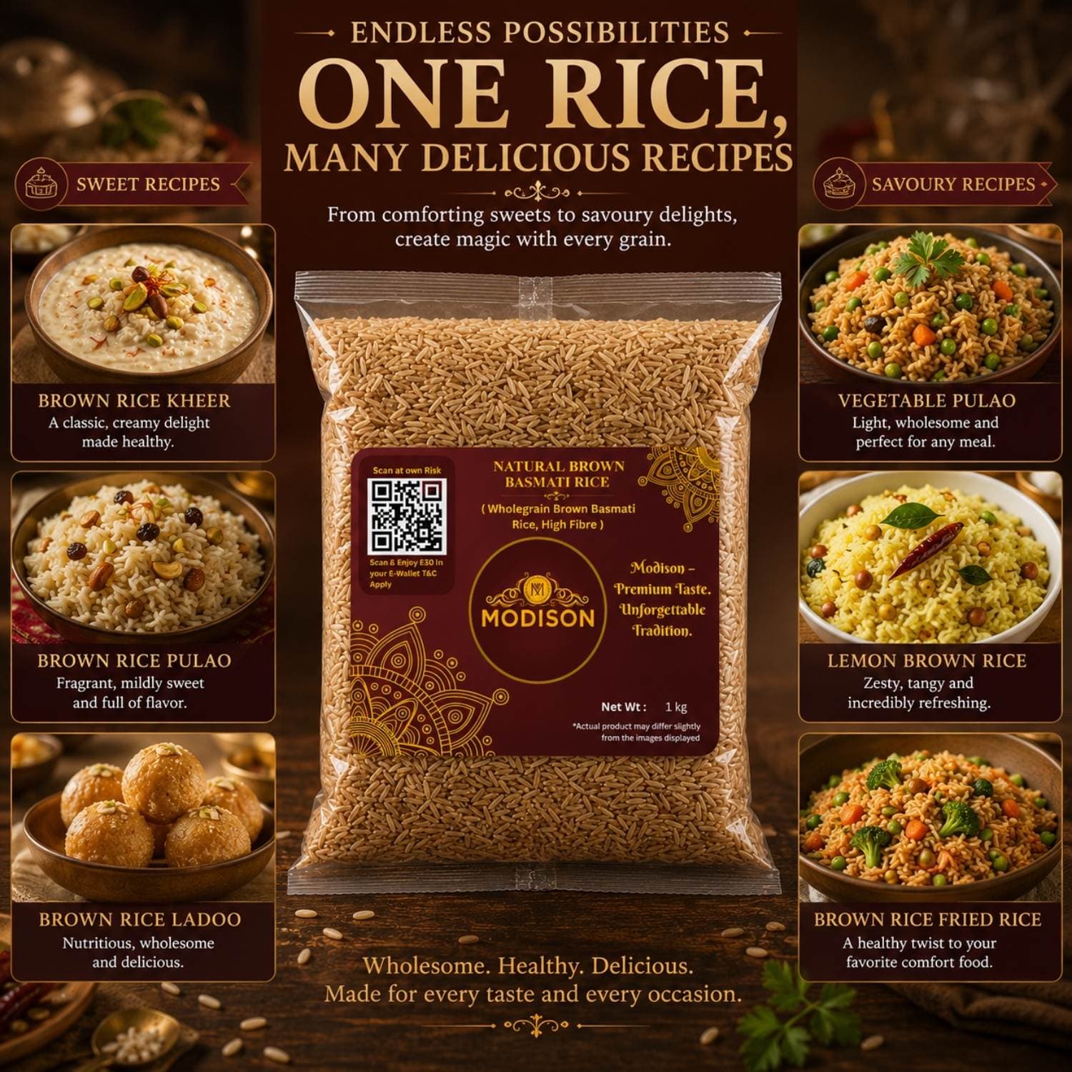 Natural Brown Basmati Rice by Modison, view 5