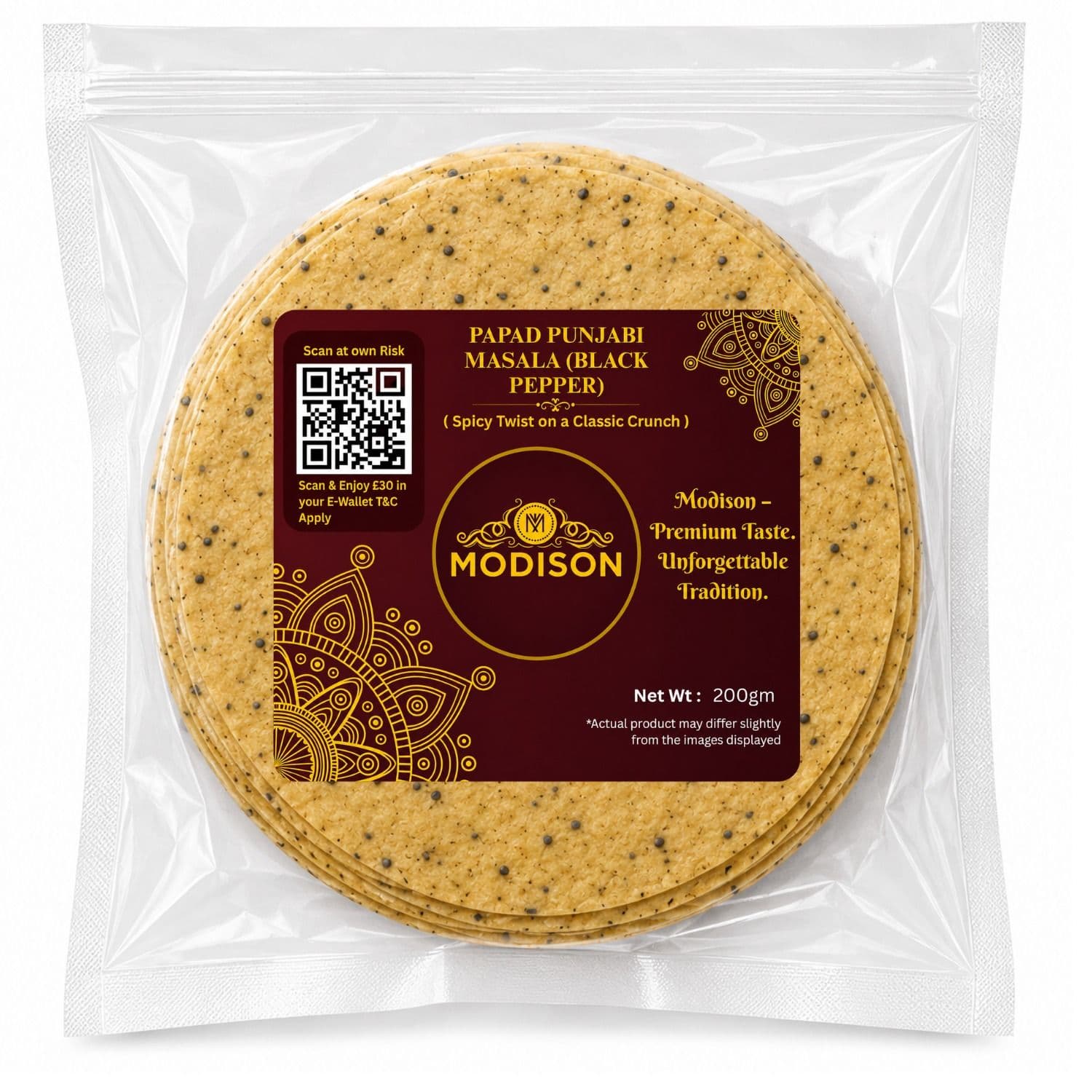 Papad Punjabi Masala (Black Pepper) by Modison, view 1