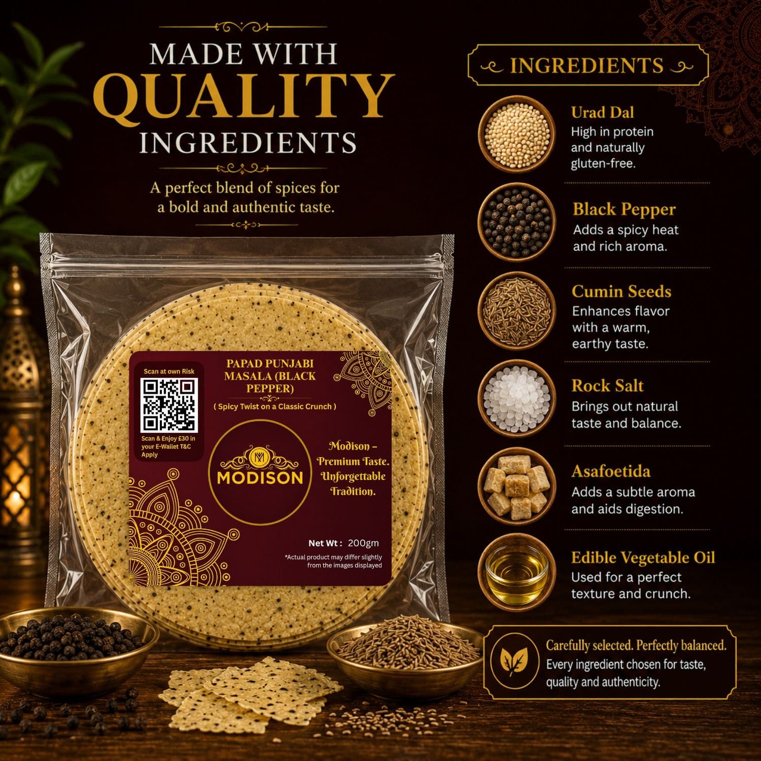 Papad Punjabi Masala (Black Pepper) by Modison, view 4