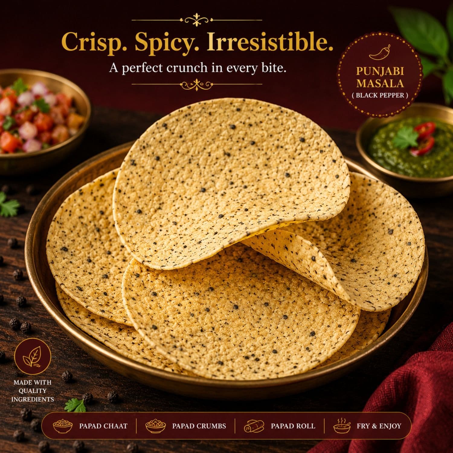 Papad Punjabi Masala (Black Pepper) by Modison, view 5
