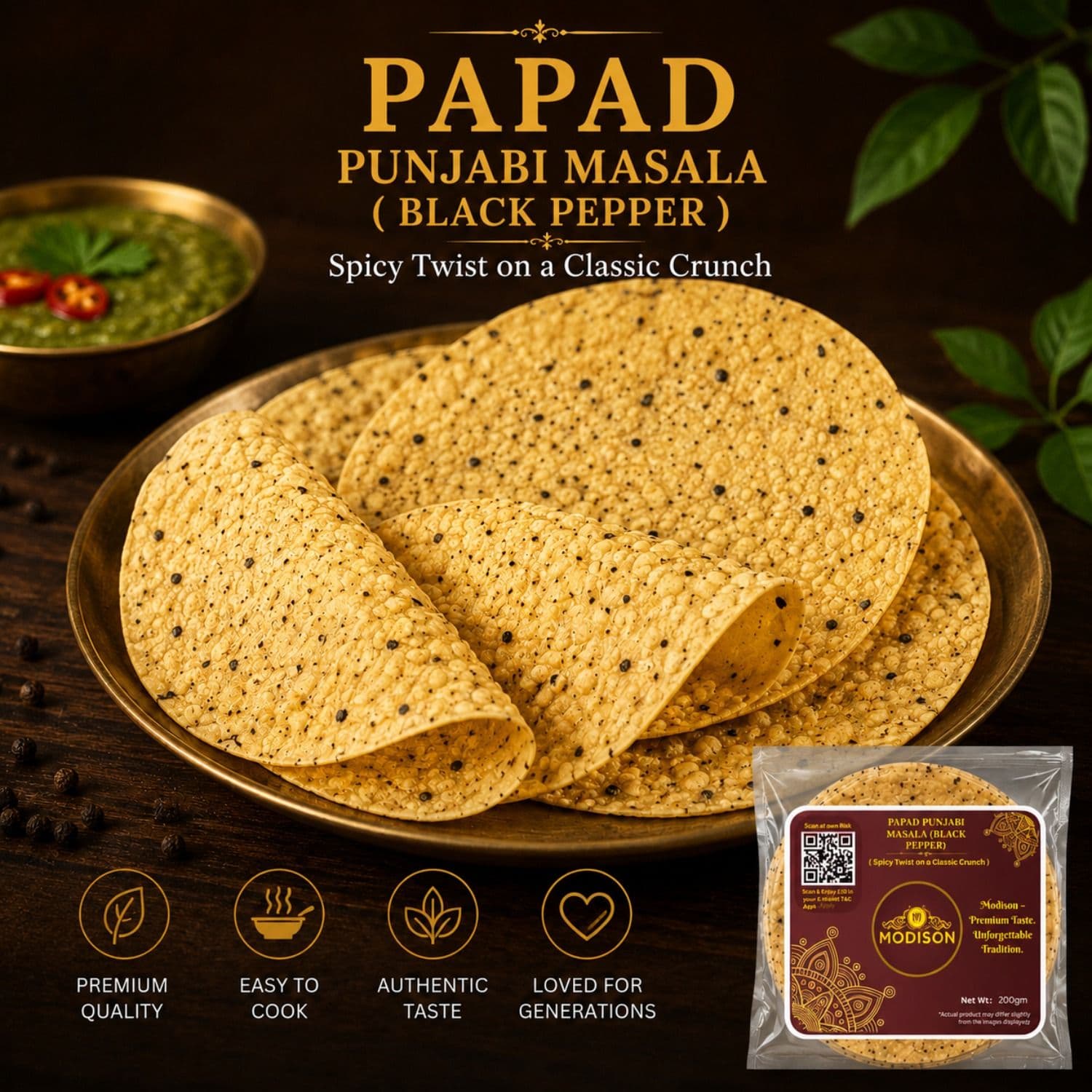 Papad Punjabi Masala (Black Pepper) by Modison, view 7