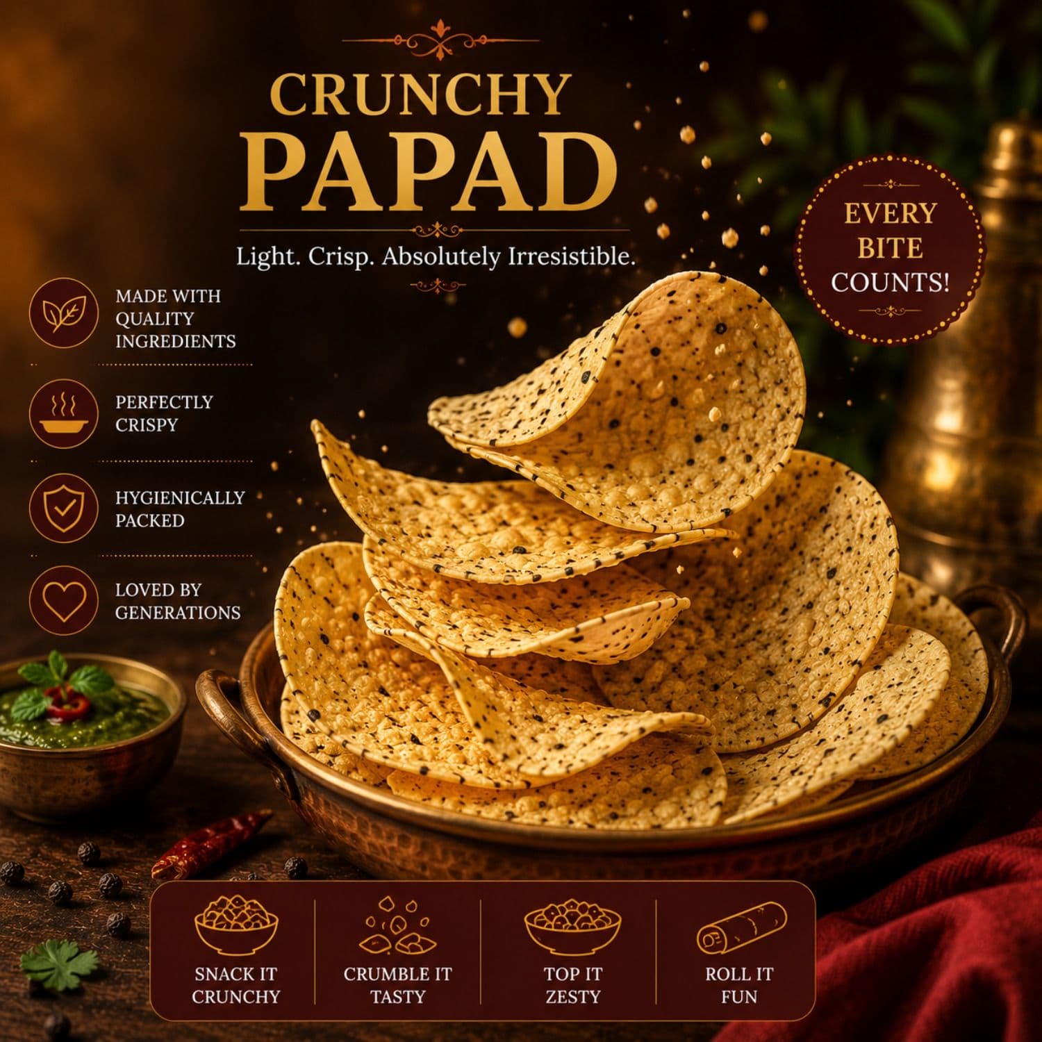Papad Punjabi Masala (Black Pepper) by Modison, view 8