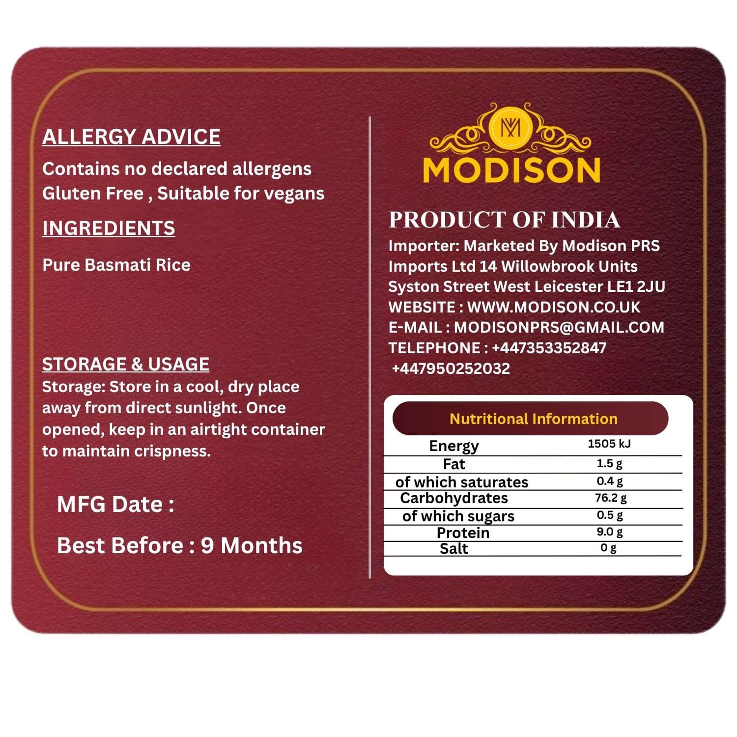 Pure Original Basmati Rice by Modison, view 2