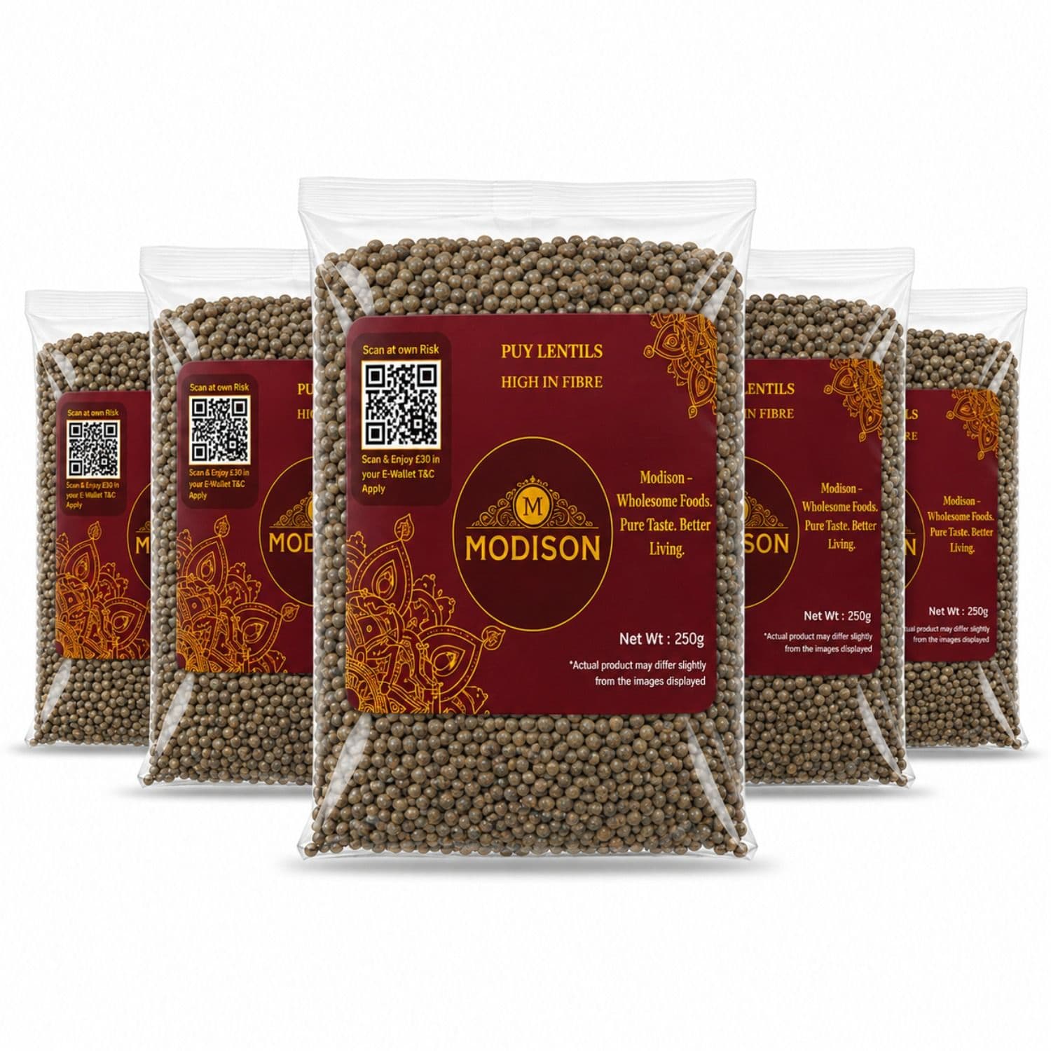 Puy Lentils 250g pack of 6 by Modison, view 1