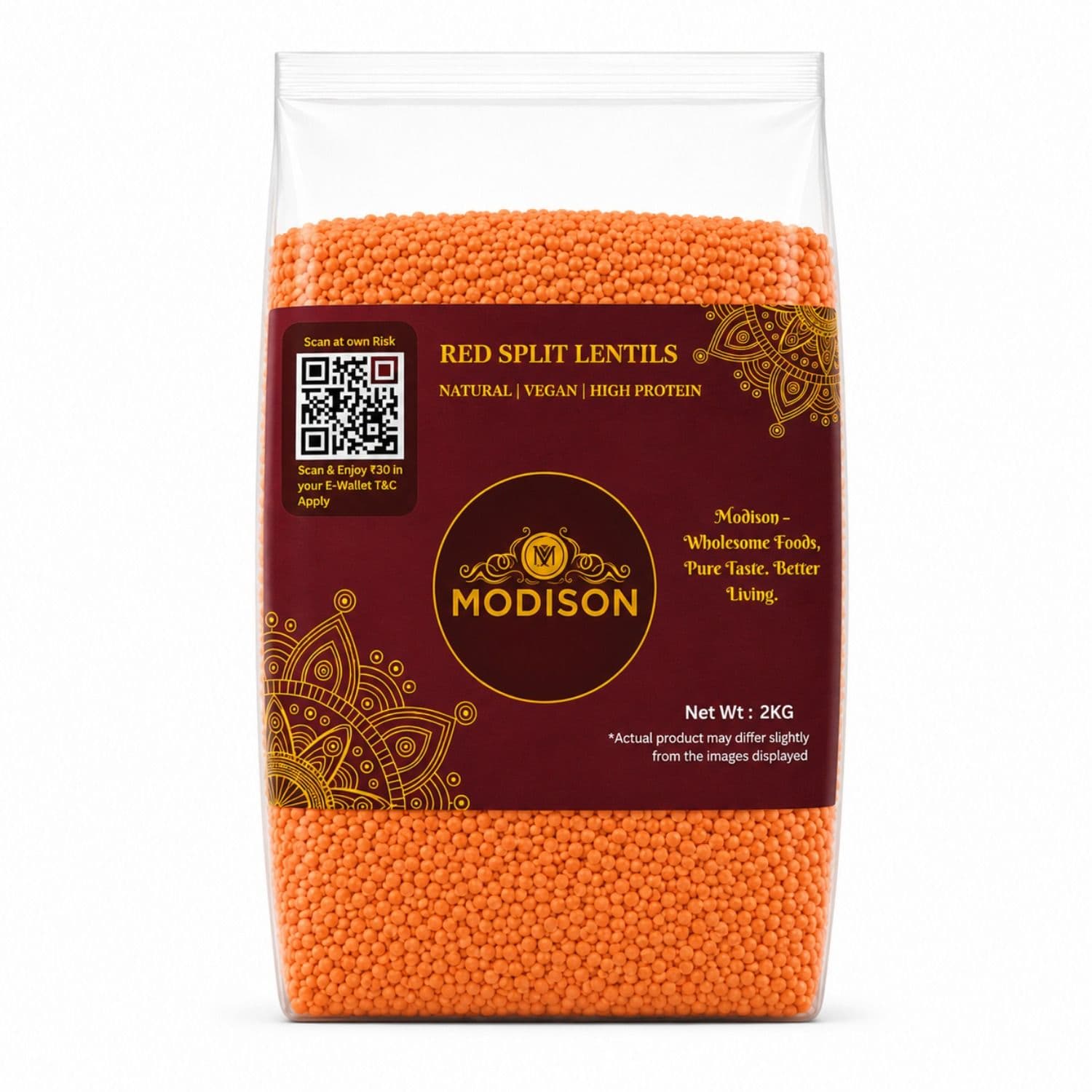 Red Split Lentils 2KG by Modison, view 1