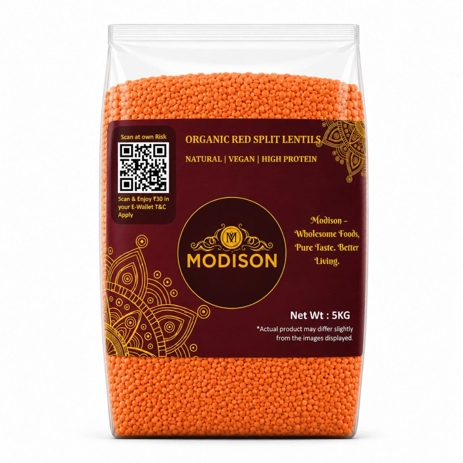 Red Split Lentils 5KG by Modison, view 1