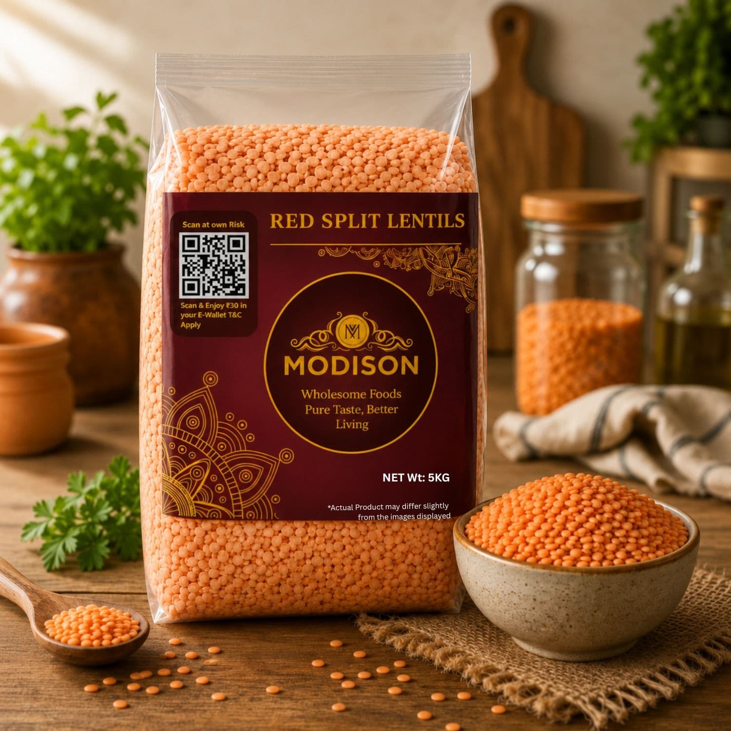 Red Split Lentils 5KG by Modison, view 2