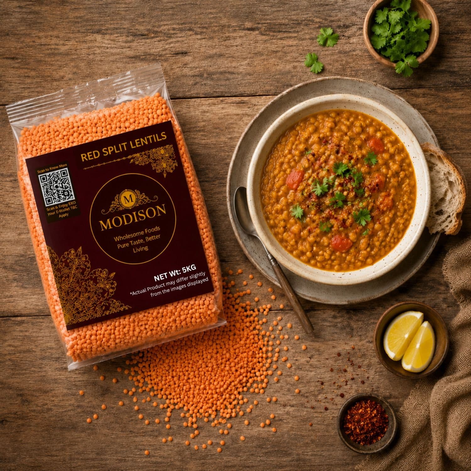 Red Split Lentils 5KG by Modison, view 3