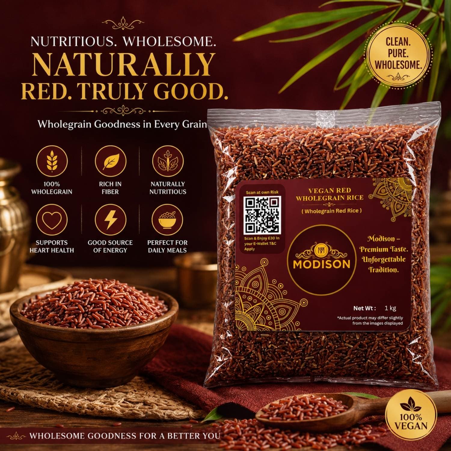 Vegan Red Wholegrain Rice by Modison, view 8